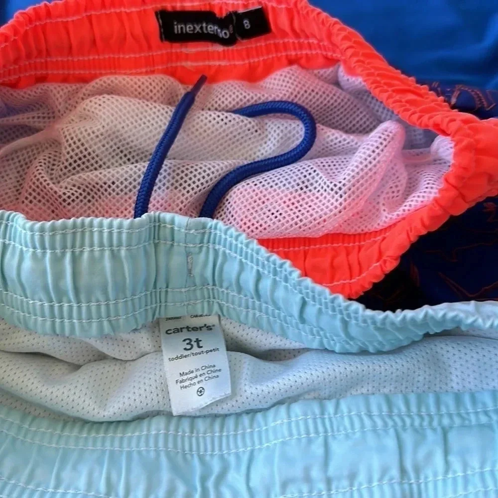 Carter’s 2 sets of swimsuits shake themed size 3yo blue orange preloved
